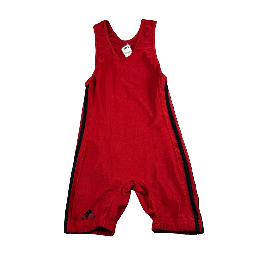 Adidas Wrestling Singlet Mens Small Red Black Athletic‎ 3-Stripe AS200 NEW